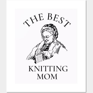 THE BEST KNITTING CRAFTS MOM LINE ART SIMPLE VECTOR STYLE, MOTHER OLD TIMES Posters and Art
